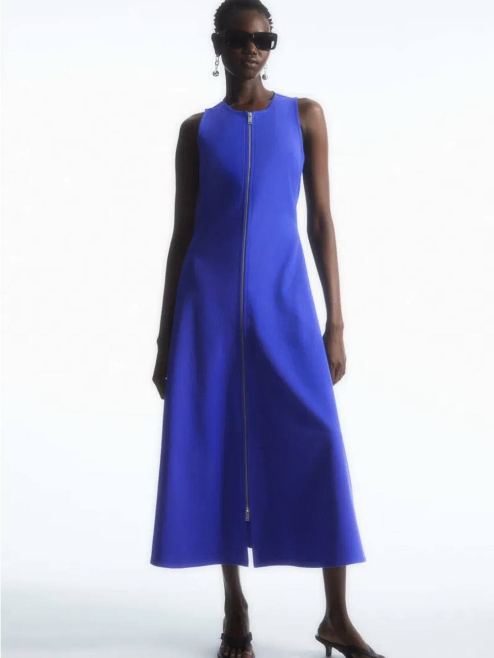 COS Royal Blue Sleeveless Zip-Front Midi Dress
